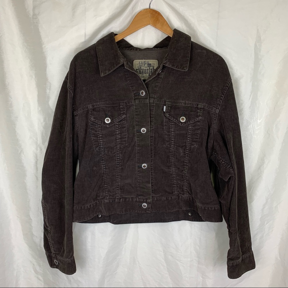 Brown Vintage Levi’s Silver Tab Cropped Corduroy Jacket, Size: Large